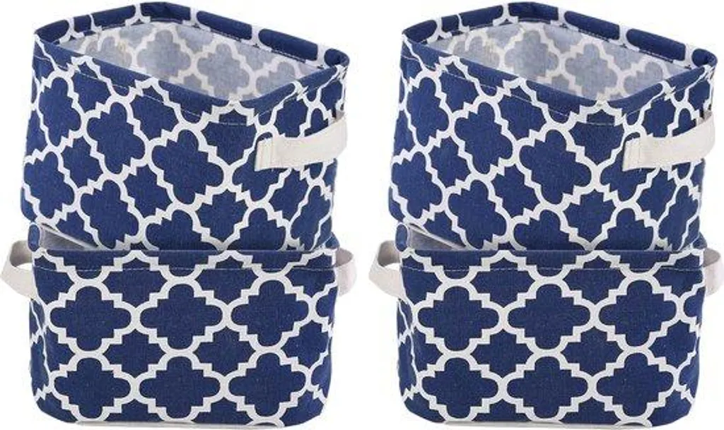 Lot de 4 Paniers de rangement imperméables en lin coton pour étagères