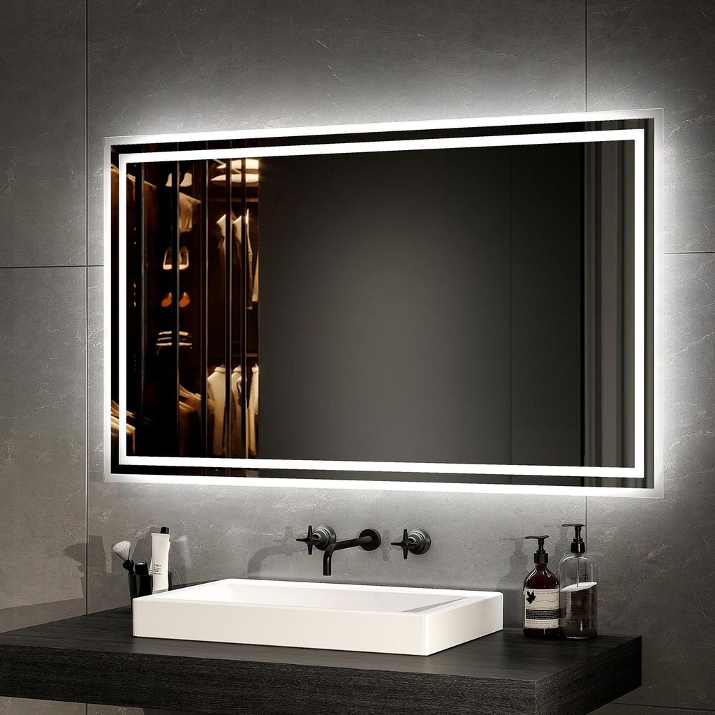 EMKE LED kúpeľňové zrkadlo s osvetlením 100X60 cm, proti Obrázok produktu 