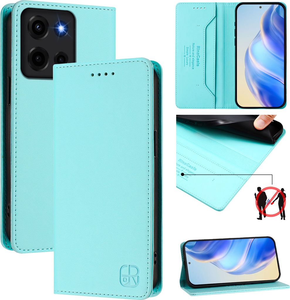 Lederhülle für Motorola Moto G 5G 2025 Hülle Flip Brieftasche Kartenfächern Ständer Schutzhülle Türkis