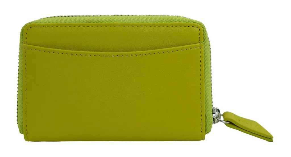 Petit portefeuille étui à clés Joy Lemongrass en cuir souple zippé