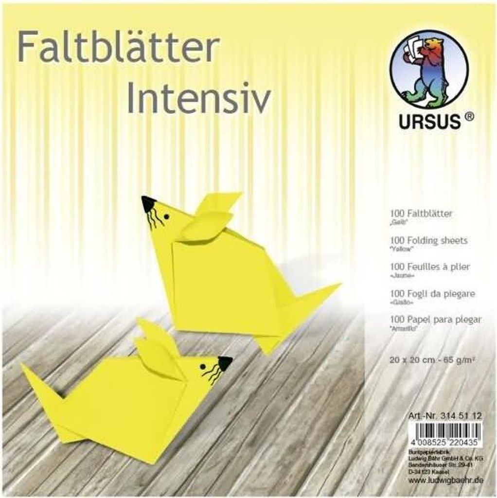 Faltblätter Intensiv Uni 20x20cm VE=100 Blatt gelb