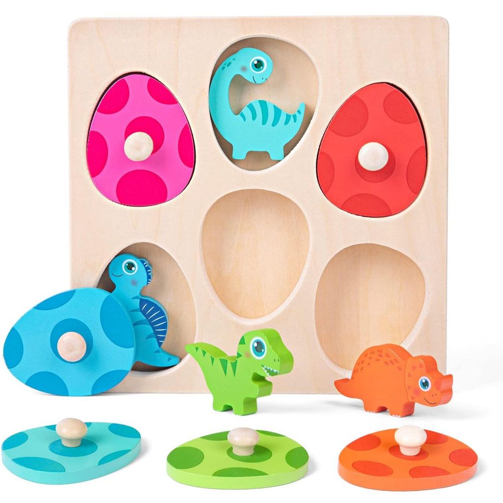 Montessori houten puzzel dinosaurus – Productafbeelding 