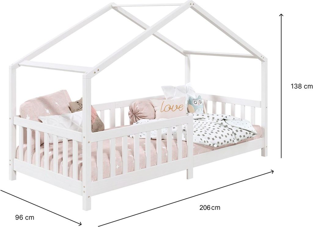 Hausbett LISAN aus massiver Kiefer in weiß, schönes Produktbild 8