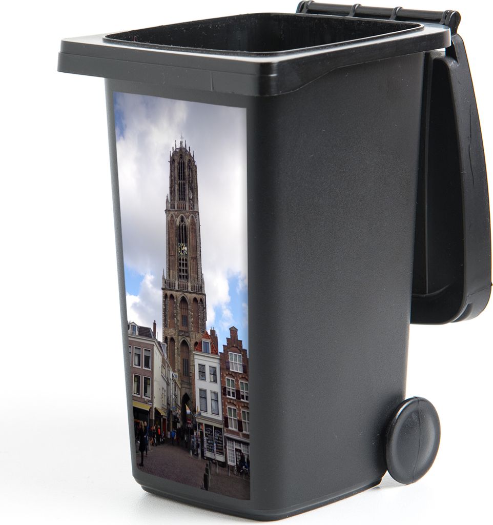 MuchoWow Mülltonnenaufkleber Utrecht - Domturm - Wolken 44x98 cm - Containeraufkleber - Aufkleber - Mülltonnen-Aufkleber