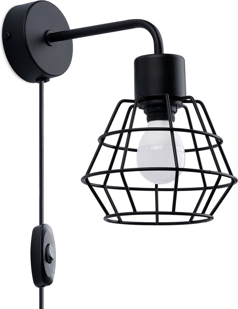 Wandleuchten SUBA schwarz 1xE14 10W Stahl 23x23x15cm Sollux Lighting