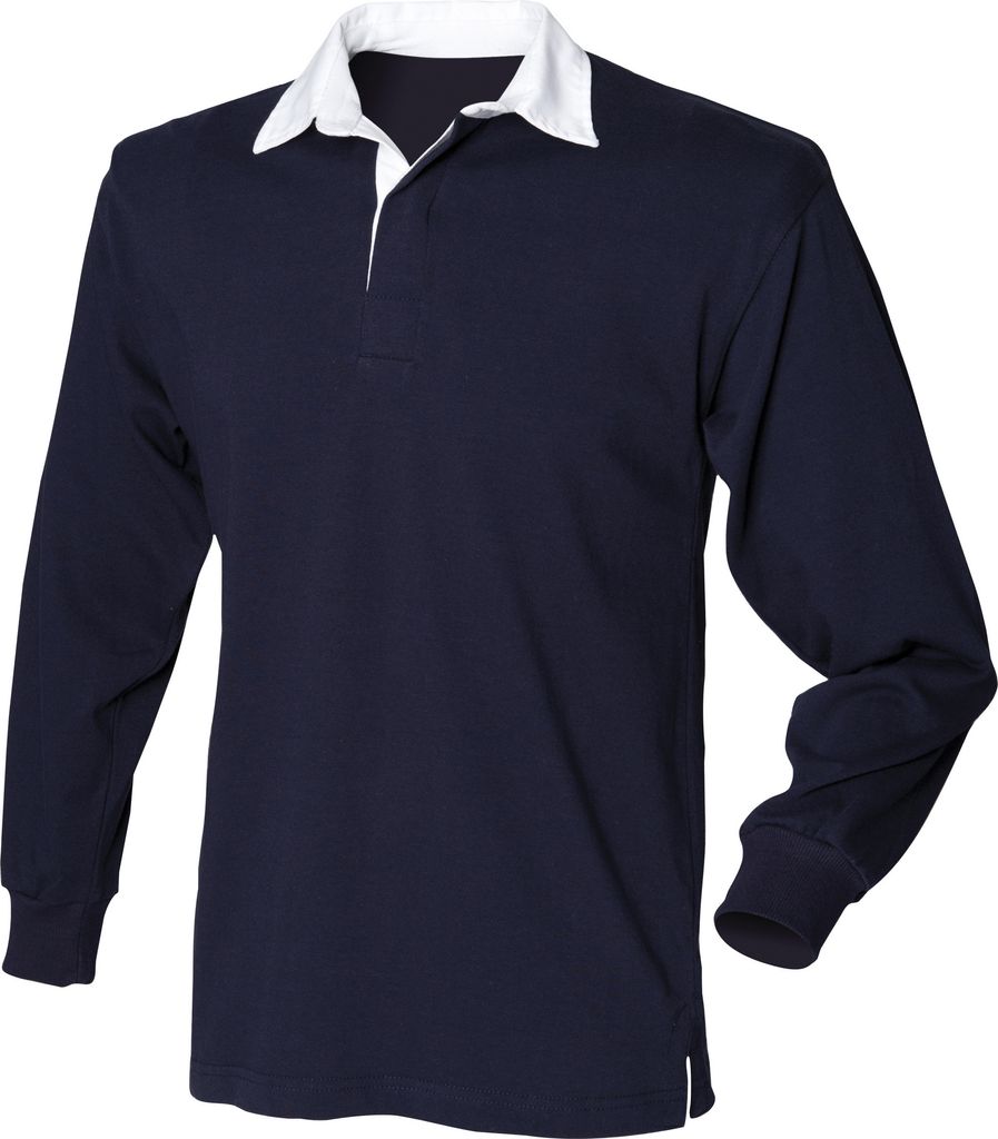 Front Row Herren Sport Rugby Shirt, Langarm RW473 (Medium) (Marineblau)