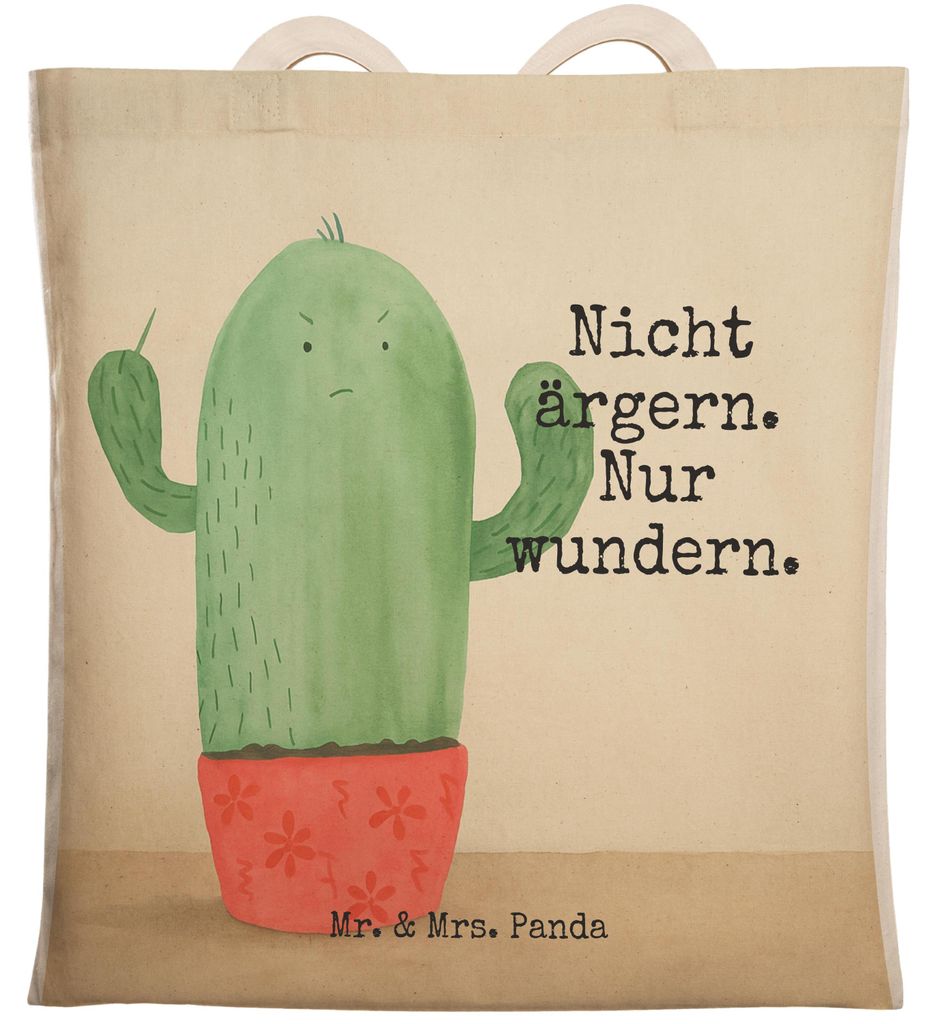 Mr. & Mrs. Panda Einkaufstasche Kaktus Wut Design - Weiß - Geschenk, Büro, Beuteltasche, Kollegin, Kollege, Chefin, Stoffbeutel, Tote Bag, shoppi...