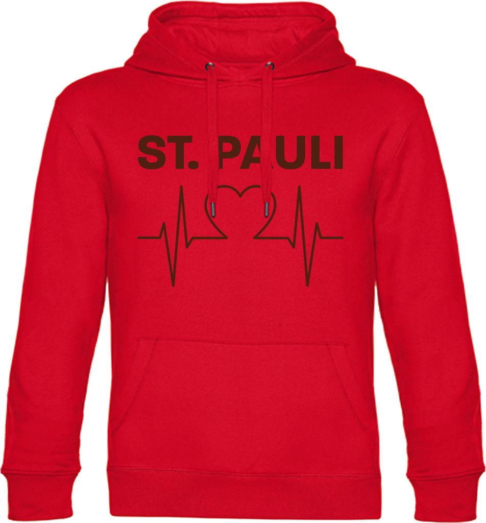 multifanshop Kapuzen Sweatshirt - St. Pauli - Herzschlag, rot, Größe L