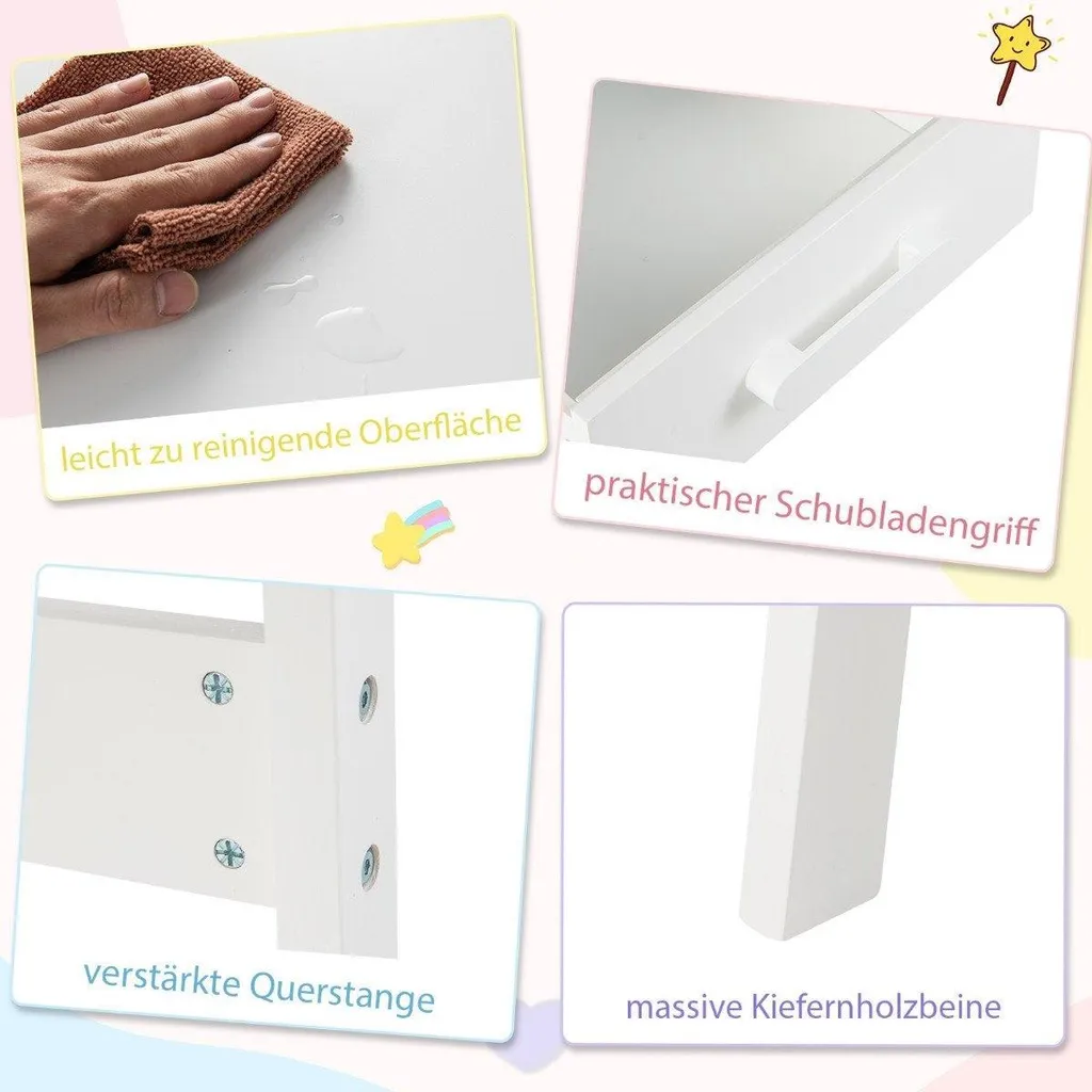 Ensemble bureau et chaise enfant avec rangement blanc - Modèle ABC-10 - 4