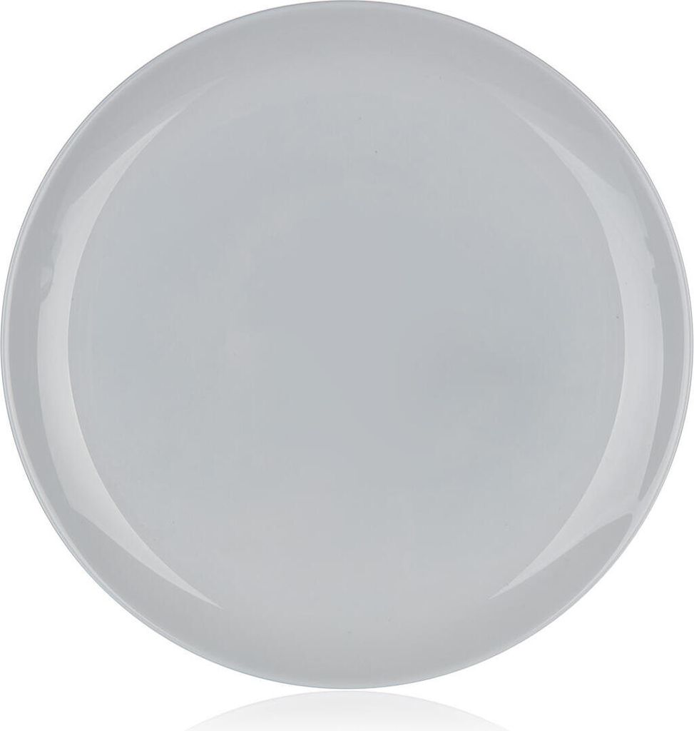 A single, round, flat plate is shown from a top-down perspective against a white background.