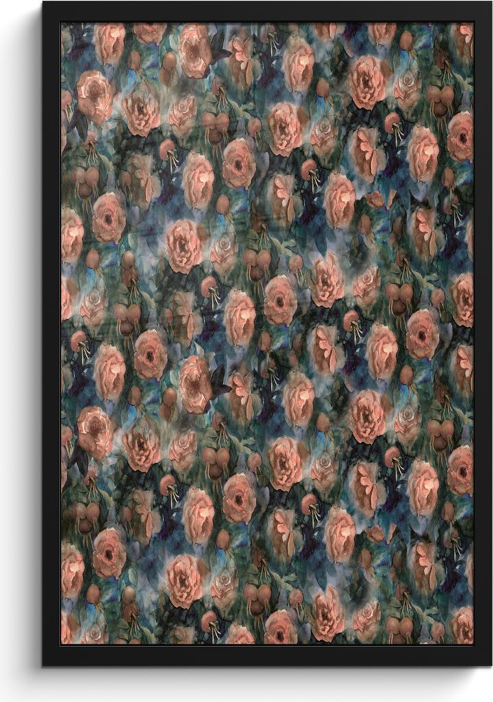 MuchoWow MuchoWow Gerahmtes Poster Rosen - Aquarell - Rosa 40x60 cm - Poster mit zchwarzem Bilderrahmen - Papierdruck - Wandbilder