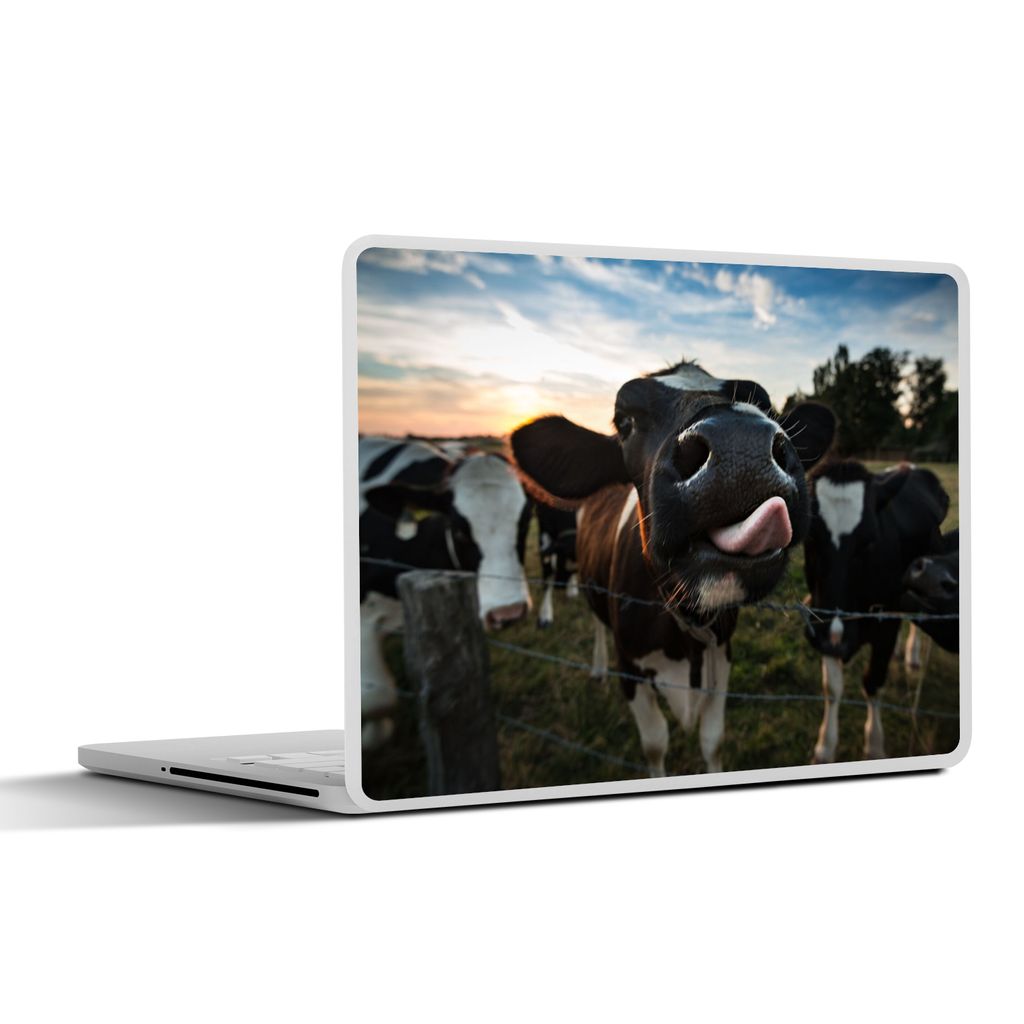 MuchoWow Laptop Aufkleber Sticker Cover Kuh - Tiere - Natur - Ausgezeichnete Zunge 36.5x27.5 cm - Laptop-Sticker