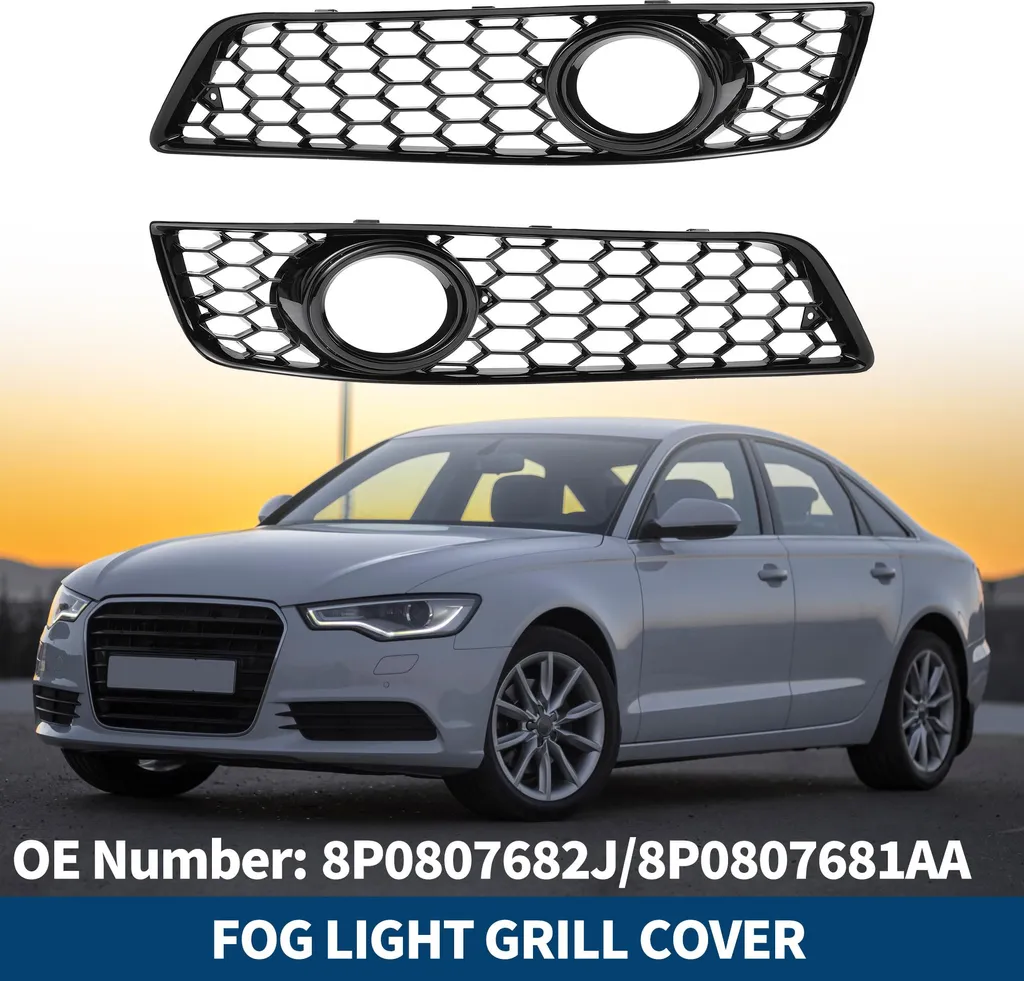 Paire de Grilles de Pare-choc Avant Audi A3 8P Look Nid d'Abeille Noir