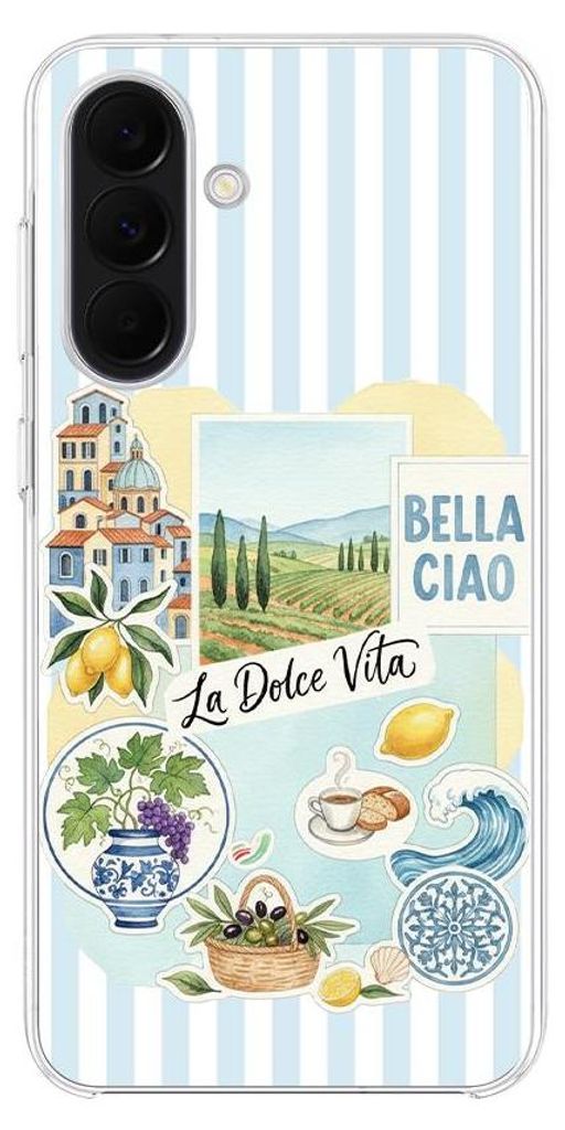 Hartschalenhülle für das Samsung Galaxy A57, kompatibel mit MagSafe, transparent, Urlaub in Italien, italienische Spezialitäten, La Dolce Vita