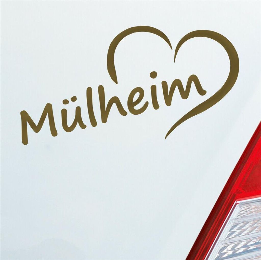 Auto Aufkleber Mülheim Herz Stadt City Liebe Love Heimat 16x8 cm Gold Sticker Heckscheibenaufkleber
