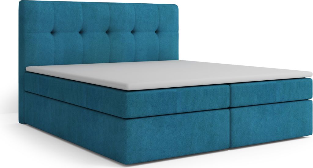 MR GROUP Boxspringbett mit Bettkasten, PATRYCJA, 120x200, türkis, H3, Samtstoff, Polsterbett mit Matratze und Topper Doppelbett Bett für Schlafzi...