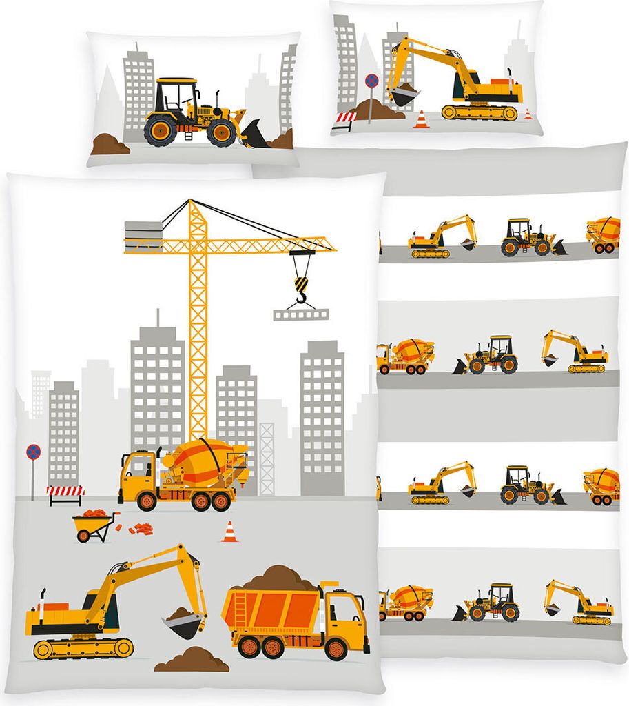 Jana Bettwäsche 100 x 135/40 x 60 cm, Baustelle