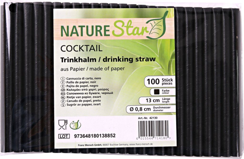 NATURE Star Papier-Trinkhalm "Cocktail" 130 mm schwarz 100 Produktbild 