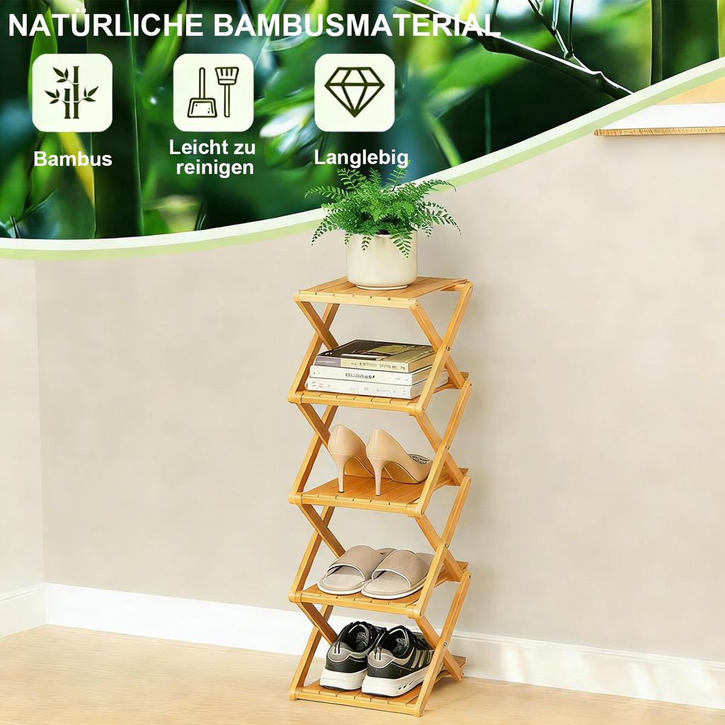 STILVORA Schuhregale, Bambus Schuhregal Natur