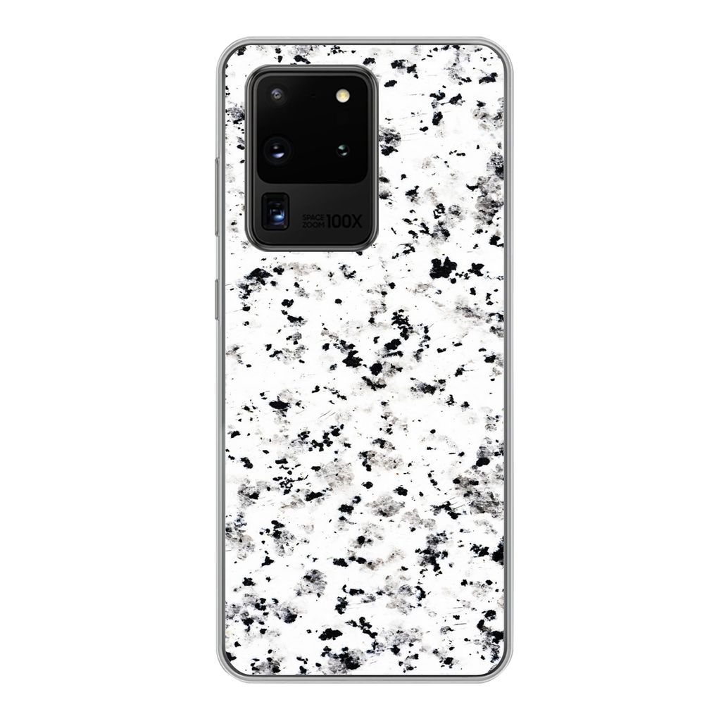 MuchoWow Handyhülle Schutzhülle Hülle für Samsung Galaxy S20 Ultra Marmor - Punkte - Weiß Silikon Softcase Handy Hülle - Karteninhaber