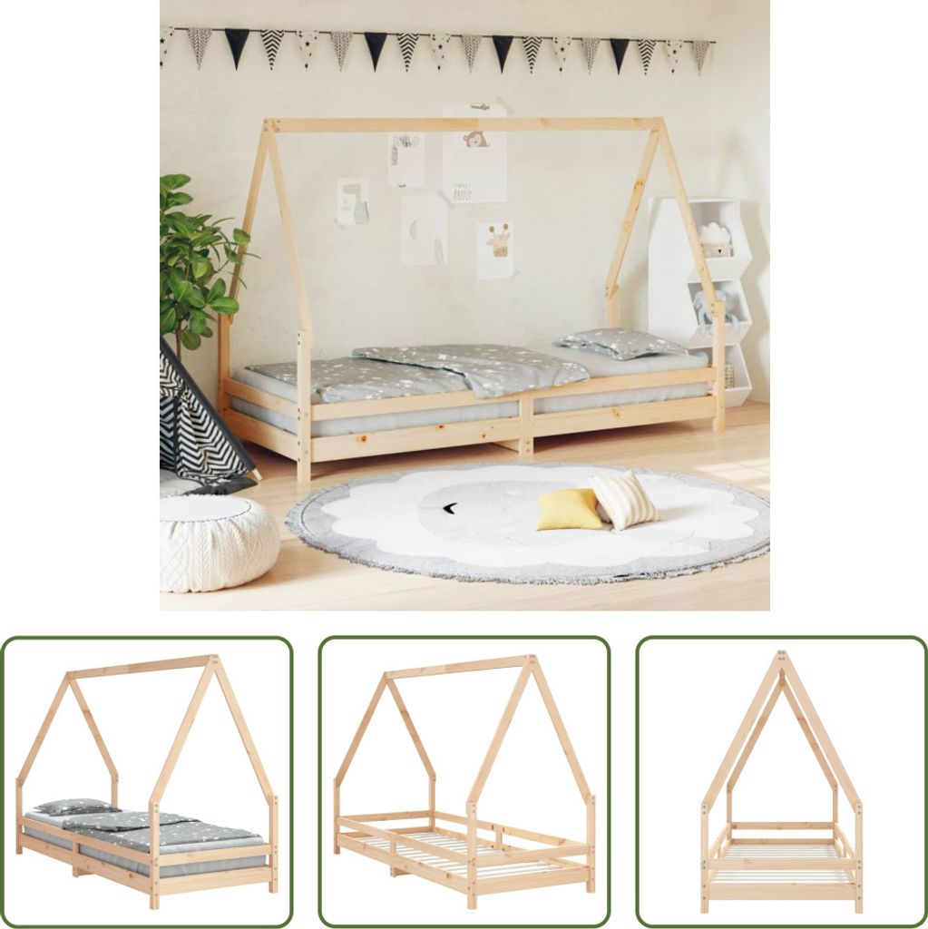 The Living Store Kinderbett 80x200 cm Massivholz Kiefer