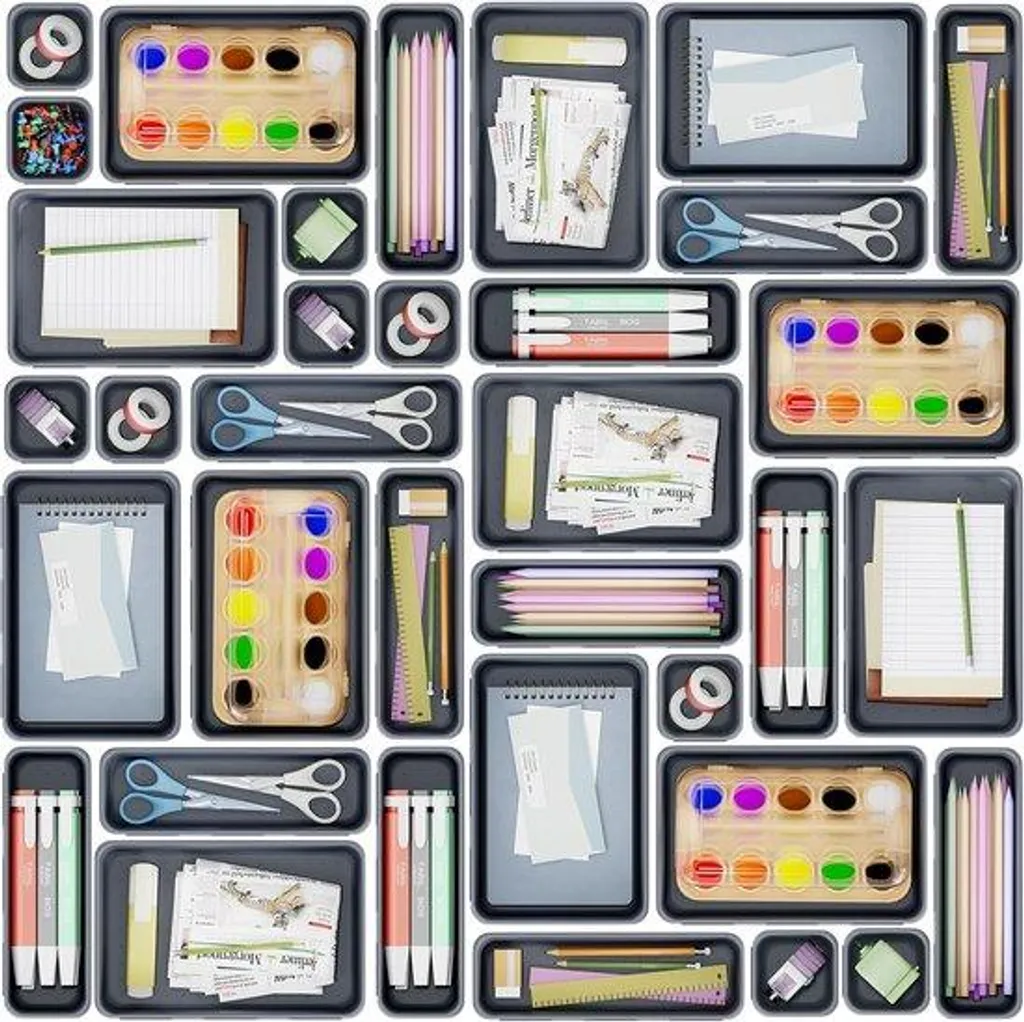 Organiseur de coiffeuse à 25 compartiments gris pratique pour maquillage