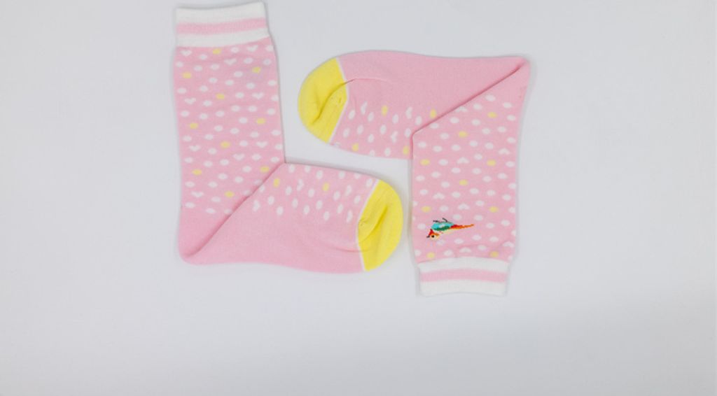 MEGAGROUP 1 Paar Casual Socken Stricksocken Vogelmuster pink Größe 35-39