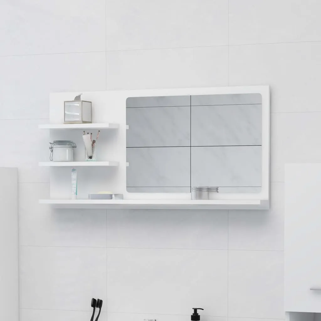 The Living Store Specchio da bagno bianco 90x10,5x45 cm Materiale a base di legno