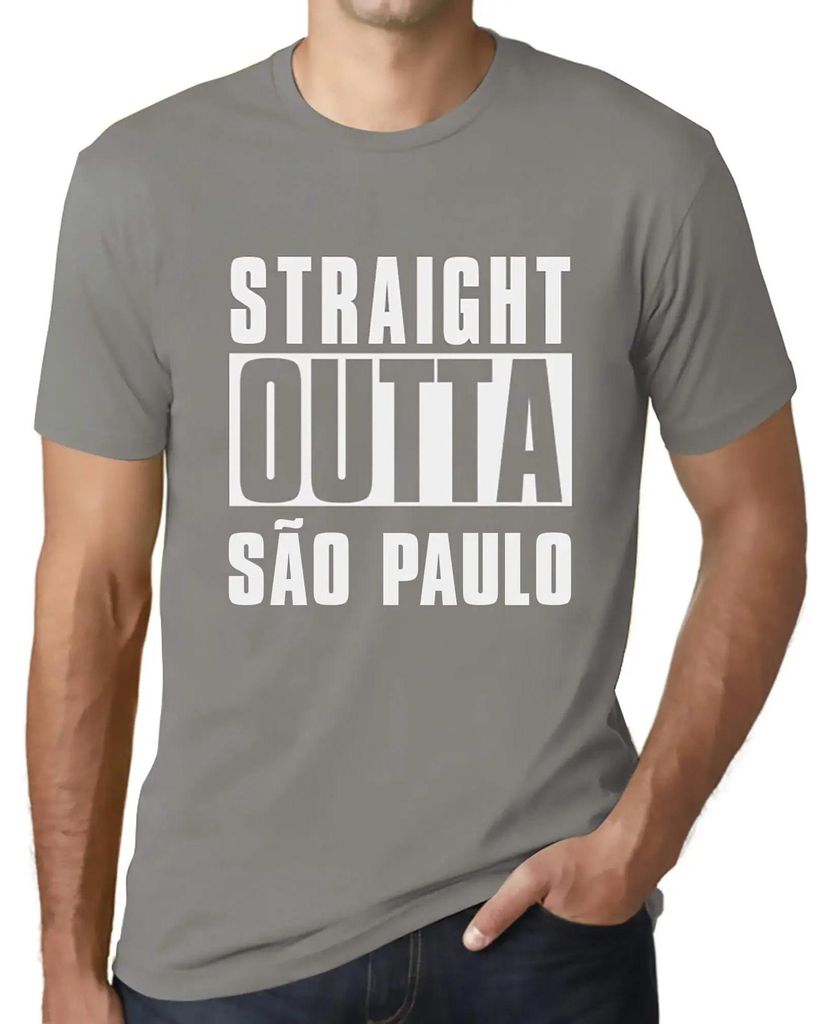 Herren Grafik T-Shirt Straight Outta São Paulo Öko-Verantwortlich Vintage Jahrgang Kurzarm Lustige Druck Geburtstag Geschenk Mann