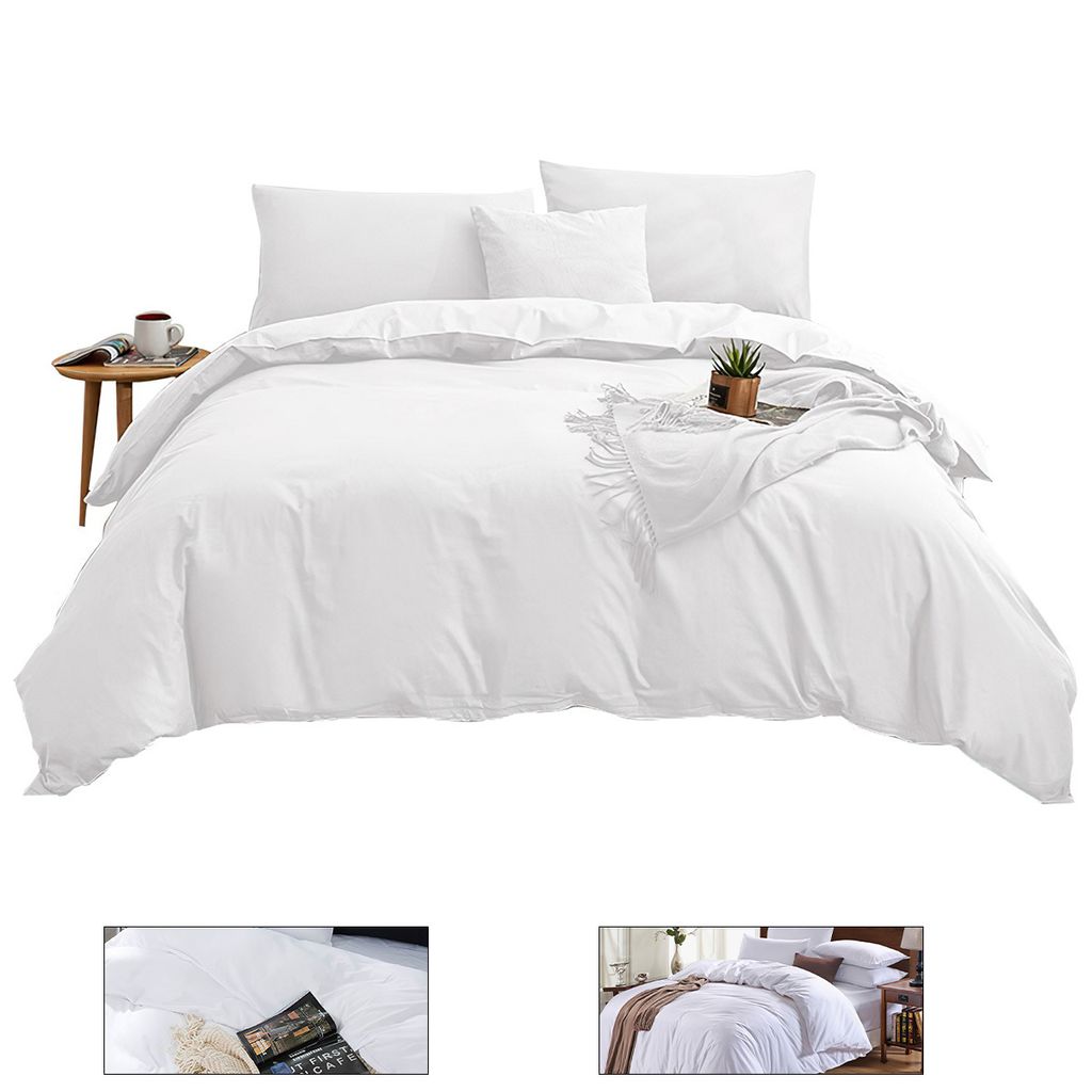 Einfarbiges Flanell-Bettwäsche-Set, 4-teilig mit Bettlaken und Spannbettlaken, weich und komfortabel, ideal für den Alltag, Weiß - 1,8 Meter