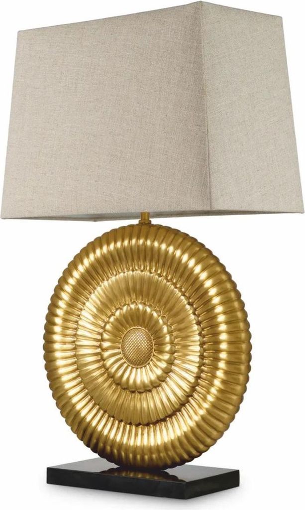 Casa Padrino Luxus Tischleuchte Antik Gold / Schwarz / Beige H. 67 cm - Schreibtischleuchte