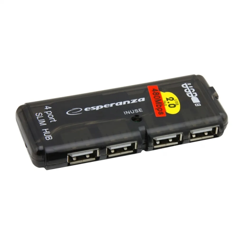 Esperanza EA112 Hub USB 2.0 Nero | 4 Porte per PC e Notebook