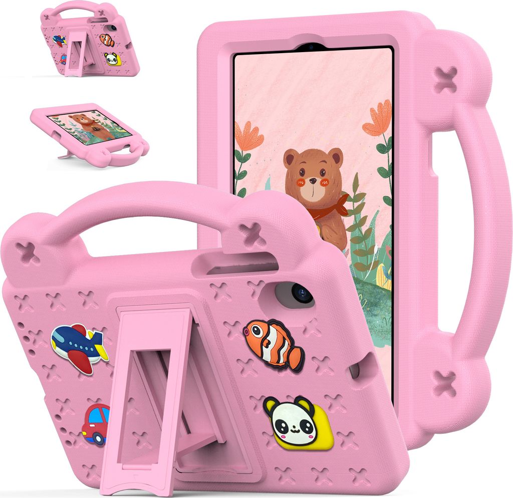 Schutzhülle für Onn 7" Tablet 2024 (Model 100135924) Niedliche Hülle für Kinder, Stoßfest mit Griff und Ständer Pink