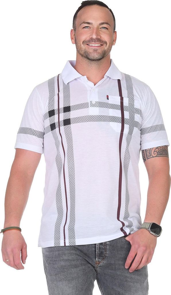 Herren Poloshirt Sommer Polo-Hemd Kurzarm, Weiß/L/50