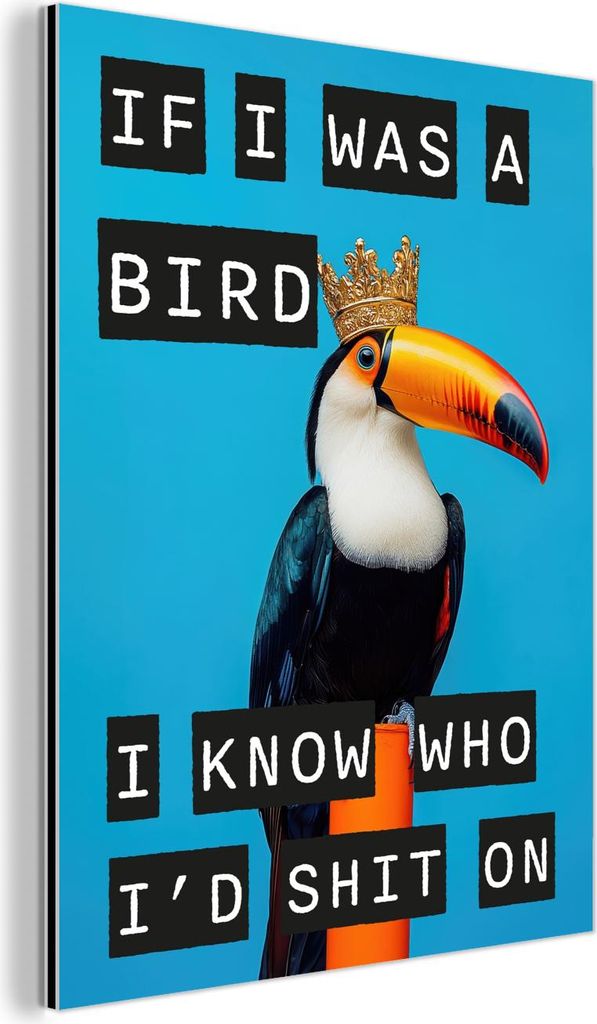 MuchoWow Wanddekoration Metall Metallbild Wandkunst 30x40 cm Vogel - Tukan - Blau - Zitate MuchoWow Aluminium Gemälde - Bilder