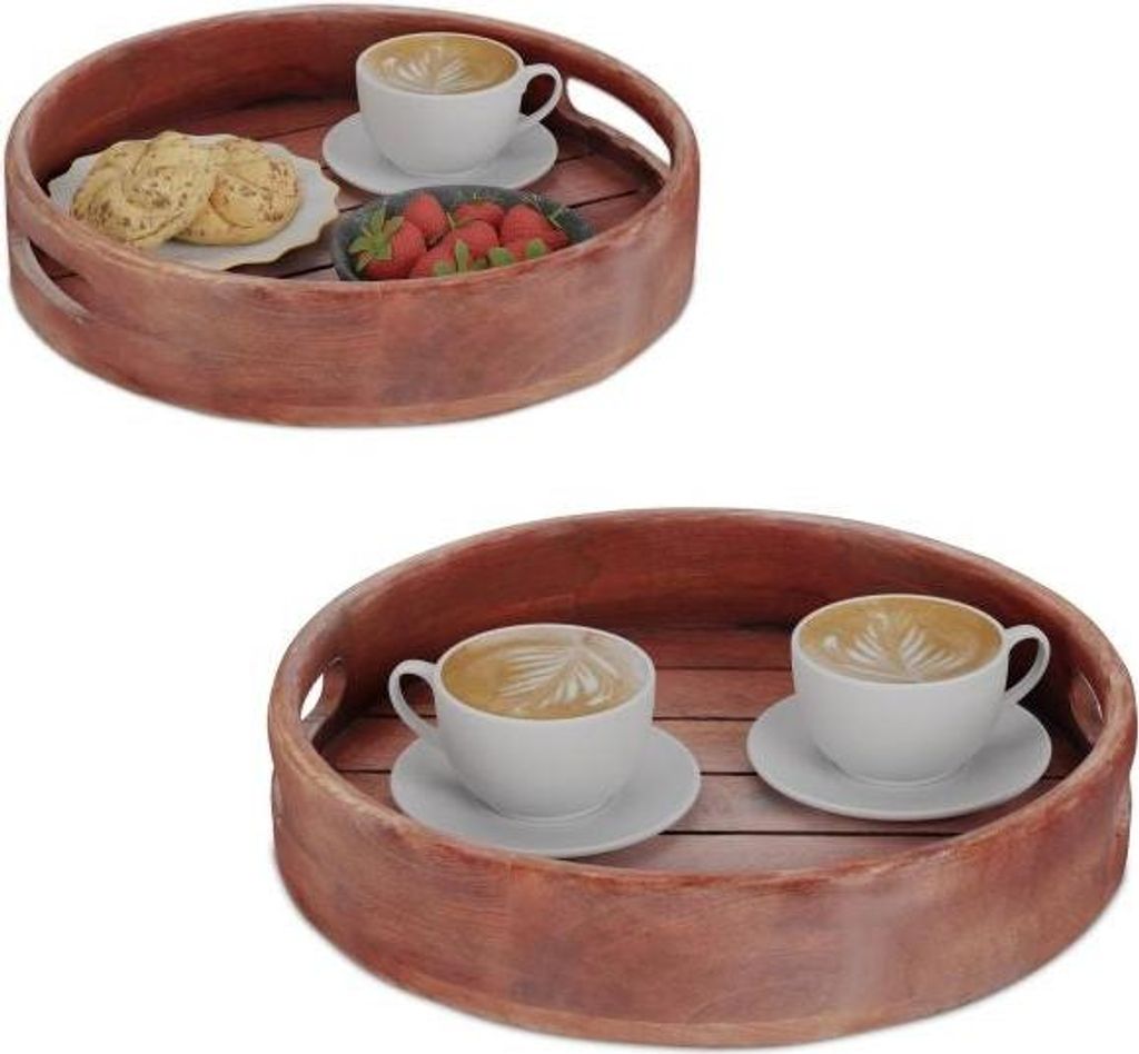 Tablett aus Mangoholz, 2-teiliges Set