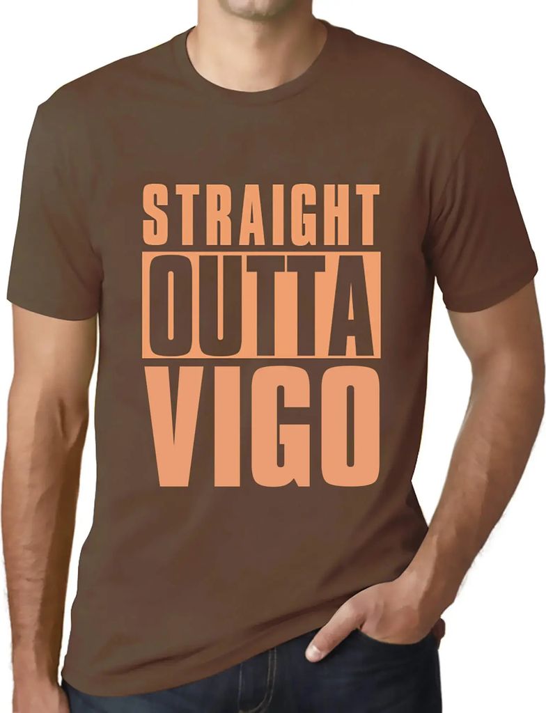 Herren Grafik T-Shirt Straight Outta Vigo Öko-Verantwortlich Vintage Jahrgang Kurzarm Lustige Druck Geburtstag Geschenk Mann