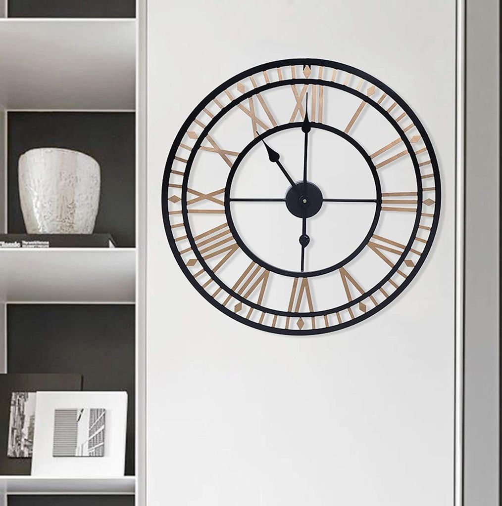 Wanduhr  Gold Uhr Küchenuhr   80 cm  Dekoration Wohnzimmer  Produktbild 3
