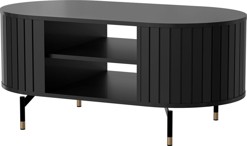 Design Couchtisch Roma DO-6 oval Wohnzimmertisch Stauraum Tisch Ablage