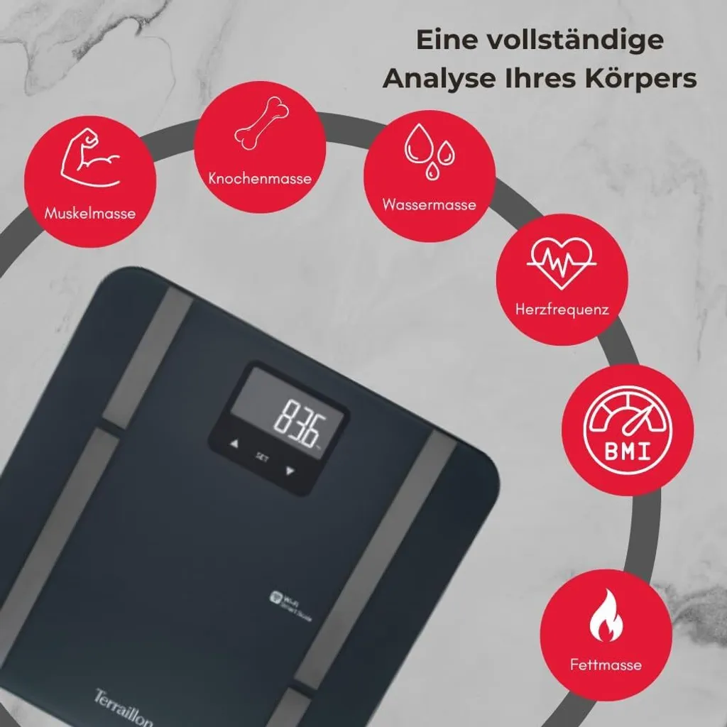 Pèse-personne Impédancemètre Terraillon 180kg Connecté Bluetooth - 19