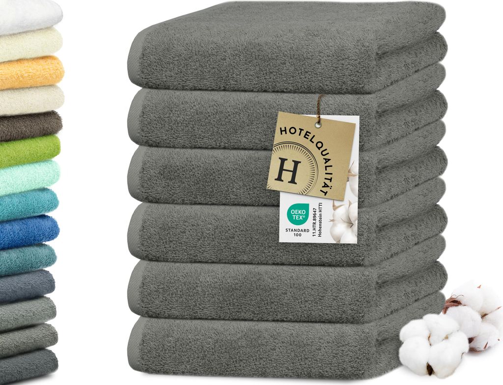 6er Set Handtuch, Baumwolle, 50x100 cm, taupe