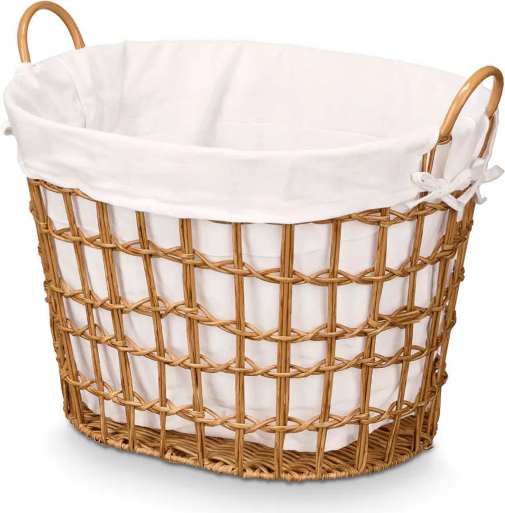 Panier à linge tressé marron anti-odeurs avec poignées - 56cm de haut