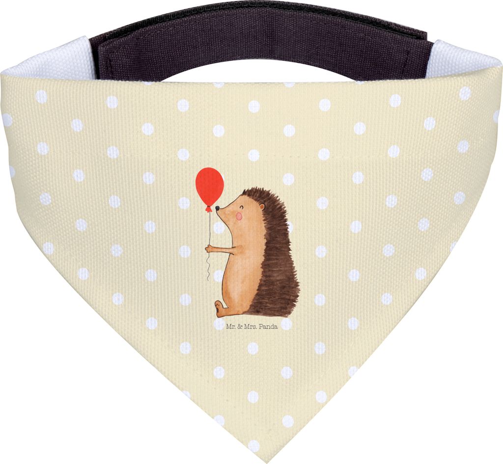 Mr. & Mrs. Panda Halstuch Für Hunde Igel Luftballon - Gelb Pastell - Geschenk, Glückwunsch, Happy Birthday, Bandana, Hundehalstuch, Tuch, Ballon,...
