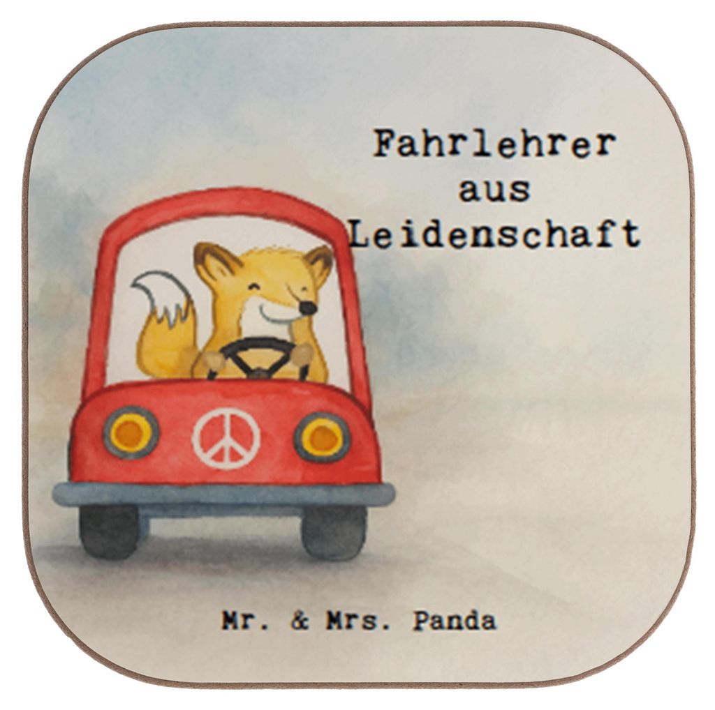 Mr. & Mrs. Panda Untersetzer für Gläser Fahrlehrer Leidenschaft Design - Weiß - Geschenk, Holzuntersetzer, Coaster, Glas, Beruf, Lustig, Tischun...