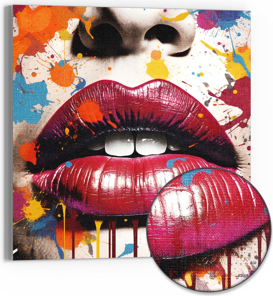 DEQOART Hybrid Leinwand Bild 30x30 cm 'Explosive Poesie' Wandbild Glas flach modern