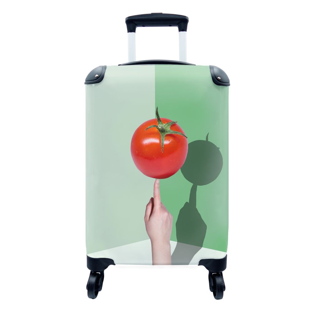 MuchoWow Koffer Handgepäck Trolley Rollkoffer Kleine Reisekoffer mit 4 Rollen - Tomate im Gleichgewicht - Cabin Size < 55x40x23 cm & 55x40x20 cm...