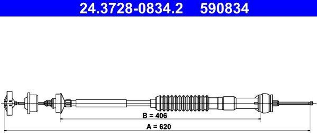 ATE 24.3728-0834.2 Seilzug, Kupplungsbetätigung OE 2150Y7 kompatibel mit 306
