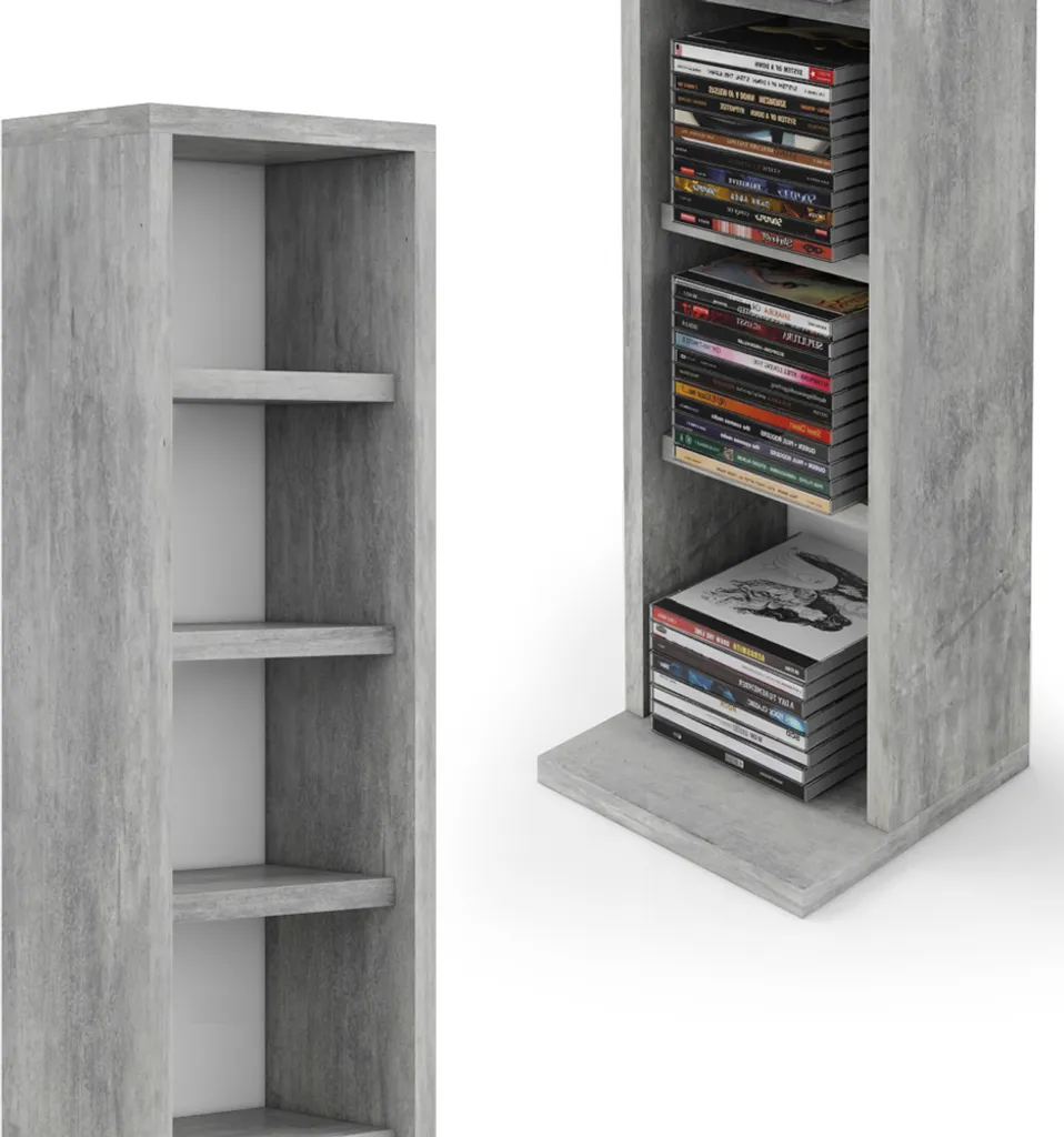 Meuble de rangement CD Vicco vertical étagère aspect béton