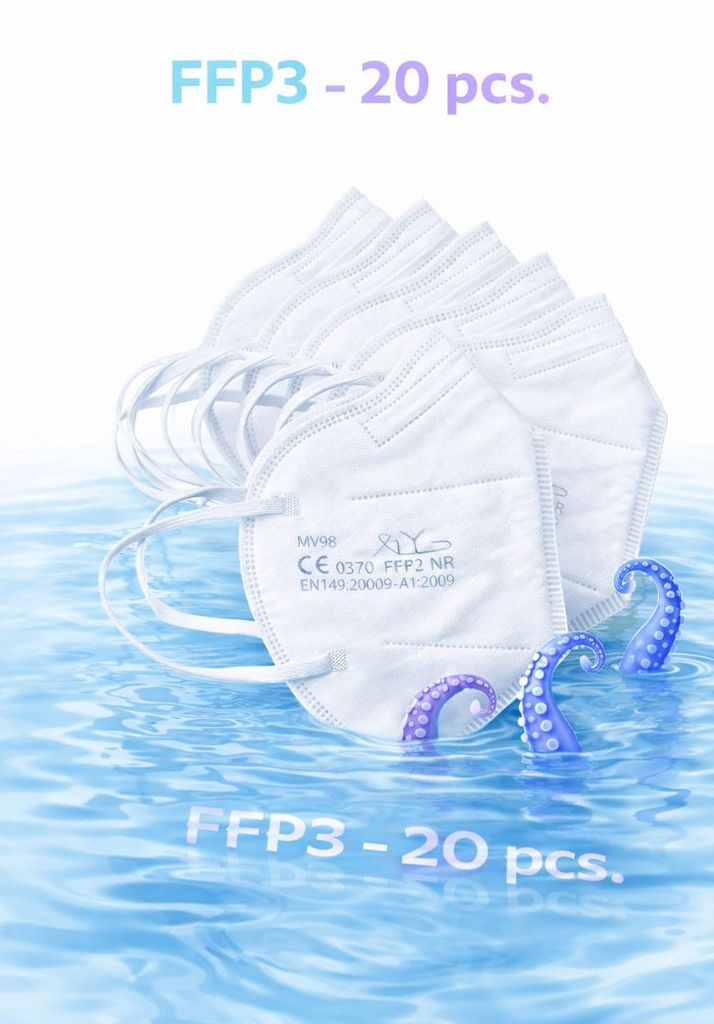FFP3 Atemschutz Halbmaske MV99 – 5-lagiger Schutz, Weiß, 20 Produktbild 