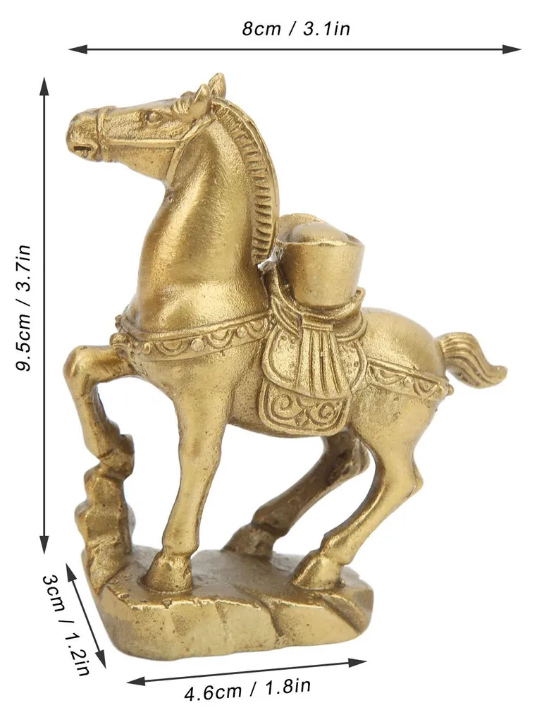 Sculpture de cheval debout en laiton vieilli - Objet déco pour buffet - 16